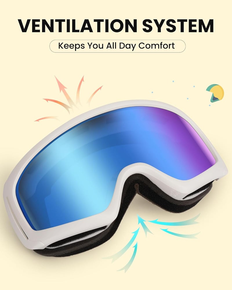 Snower Kids Ski Goggles, Anti-Fog Snow Goggles with OTG Design, 100% UV Protection, HD Lens for Kids Boys Girls - Image 5